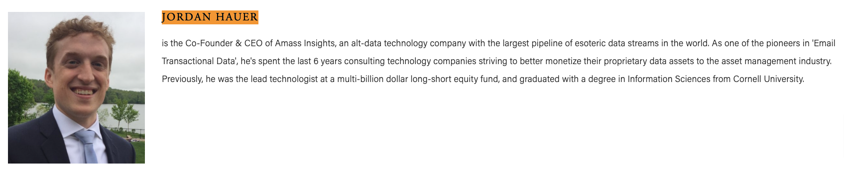 Jordan Hauer's Bio on Beryl's Website